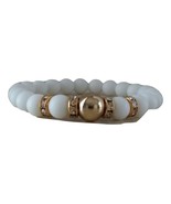 Protect against the evil eye. Natural white onyx rhinestone bracelet. 7.25". $28 - $28.00