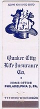 Matchbook Cover Quaker City Life Insurance Philadelphia Pennsylvania - £2.20 GBP