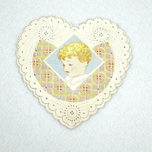 Vintage Valentine Card 1920s Cut-Out Heart Blonde Child Carrington Chicago USA - £7.95 GBP