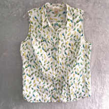 Ann Taylor LOFT sleeveless cotton parakeet bird print sleeveless blouse ... - $15.95