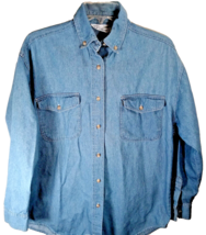 Denim Shirt Button Front Men&#39;s Sz. Medium Las Vegas MGM Distressed - £15.53 GBP