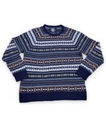 American Eagle Fair Isle Men&#39;s Sweater Striped Knit Blue Orange Rabbit H... - £15.18 GBP