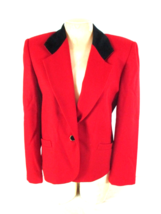 Koret Women&#39;s 8 red Wool Velvet collar 1 Button Up Jacket (N) - £16.41 GBP