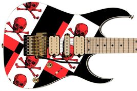Guitar Skin Axe Wrap Re-skin Iconic 80's Metal Rock Red Skull &amp; Bones 1201 - $34.60+