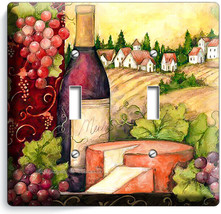 Tuscan Country Wine Bottle Cheese Grapes 2 Gang Light Switch Plate Kitchen Decor - £12.01 GBP
