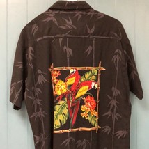 Vintage men’s black Koko Hawaiian shirt with bamboo and parrots print si... - £32.47 GBP