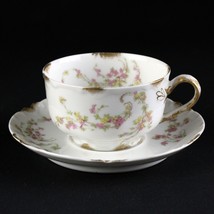 Haviland Limoges Norma Pink Yellow Floral, Gold Cup &amp; Saucer Set, Schlei... - £11.74 GBP
