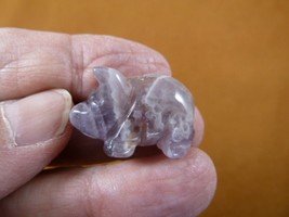 (Y-PIG-503e) little 1&quot; purple Amethyst crystal PIG pigs gemstone FIGURIN... - £6.75 GBP