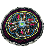 Shipibo Hand Embroidered Round Patch | Ayahuasca Flower | 9.5&quot; (24 cm) D... - $27.54