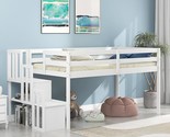 Low Loft Bed For Kids,Twin Size Loft Bed With Storage Staircase,Wood Lof... - $588.99