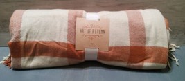Joanns Autumn Linens Fringed Blanket Throw 50x60 Soft New Plaid Orange Brown - £26.37 GBP