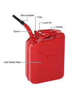 20L Red Fuel Can – US Standard Cold-Rolled Steel with Oil Pipe - $56.90