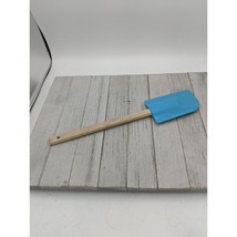 Blue Silicone Spatula 12 3/4&quot; Wood Handle Baking Kitchen - £7.95 GBP