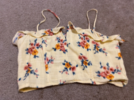 American Eagle Floral Yellow Floral Flowers Crop Top Size Large - £11.18 GBP