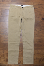 HUGO BOSS Homme Riz Étroit Extensible Coton Moyen Beige Kaki Pantalon Chino 36R - £50.16 GBP