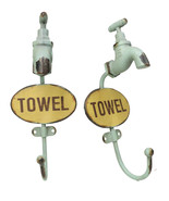 Set Of 2 Cast Iron Vintage Old Fashioned Spigot Faucet Towel Coat Wall H... - $41.14 CAD