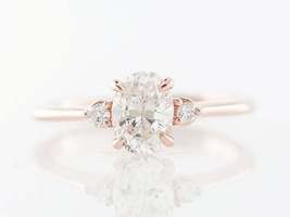 2CT Oval Moissanite Ring Three Stone Engagement Ring Wedding Ring Promise Ring - £99.93 GBP