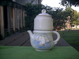 Vintage Porcelier Vitreous China Drip Coffee/Tea Maker with Sailboats - £31.46 GBP