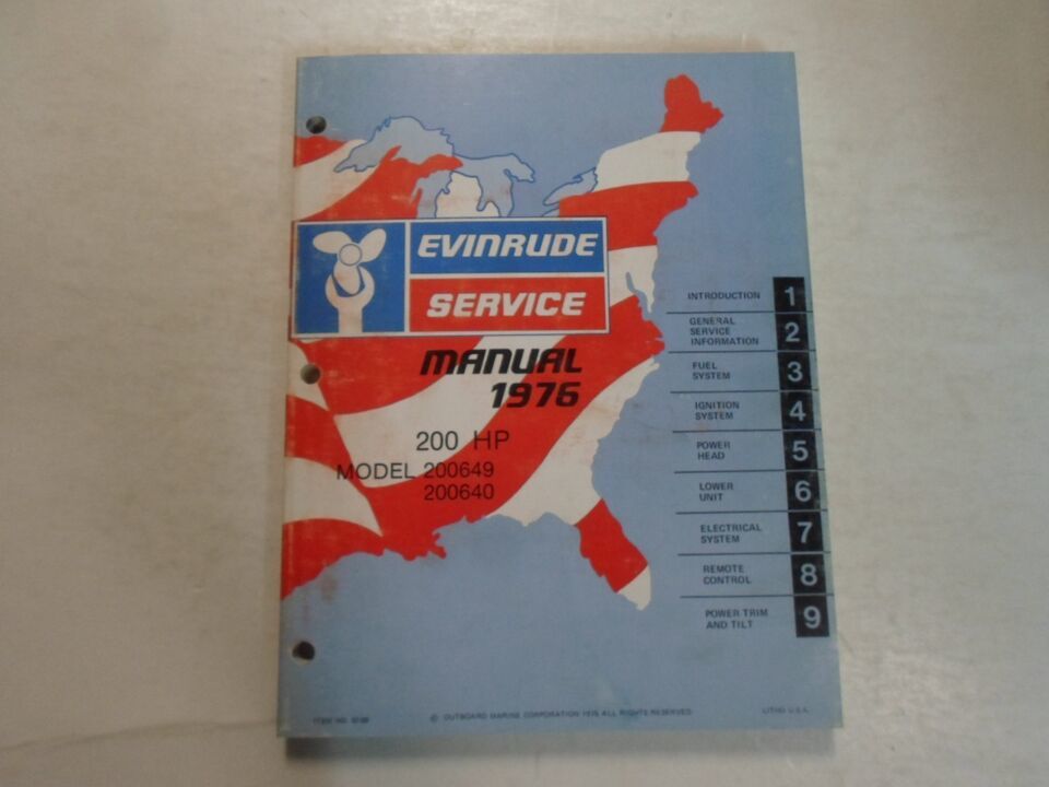 1976 Evinrude Service Shop Repair Manual 200 HP 200649 200640 OEM Boat 76 - $9.95