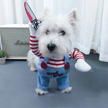 Funny Dog Clothes Dogs Cosplay Costume Halloween Comical Outfits Holding  Knife  - £12.45 GBP+