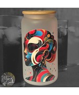Vibrant Black Woman Frosted Glass #09 Tumbler with Bamboo Lid and Reusab... - $24.70 CAD