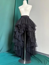 BLACK High Low Tulle Maxi Skirt Women Plus Size Hi-lo Layered Tulle Skirt