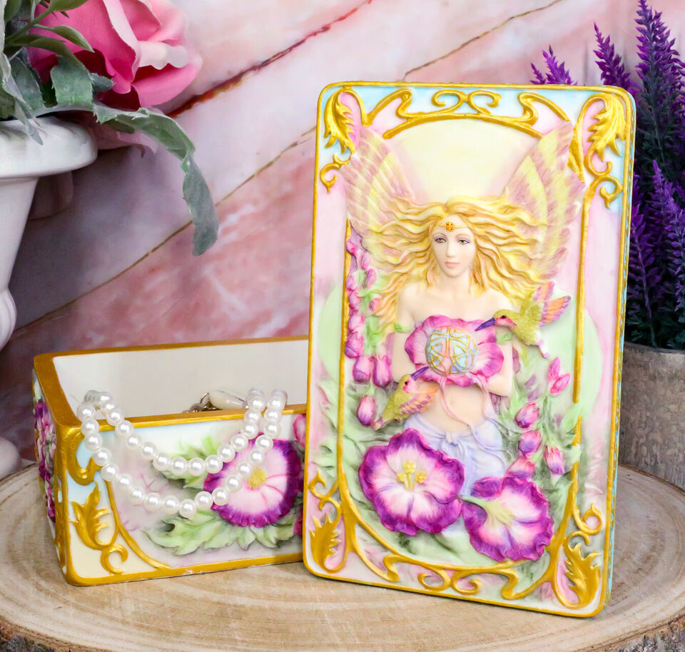 Jody Bergsma Art Gallery Faith Fairy Jewelry Box Figurine 6.5&quot;L Trinket ... - $20.49