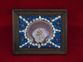 Vintage Handmade Seashell Beads Framed Beach House Artwork - £9.57 GBP
