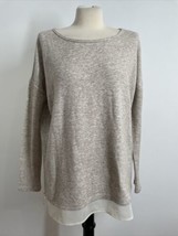 Silence &amp; Noise S Brown Layered Drop Shoulder Sweater Anthropologie - £17.83 GBP