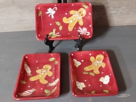 Laurie Gates Holiday Treats Appetizer Plates Set 3 Gingerbread Man Sweet... - $37.07