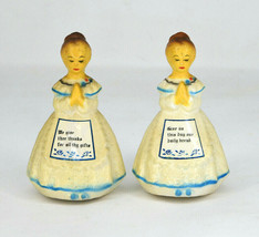 Vintage Plastic Praying Girls Figural Salt And Pepper Shakers  - £7.86 GBP