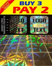 243 CUSTOM PRINT hologram warranty security sticker label size 0.6&quot;X0.6&quot; - £15.65 GBP