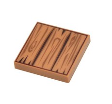 Minifigure Wood Board Straight Slats Square 2X2 Brick Piece Printed Diy ... - $1.86