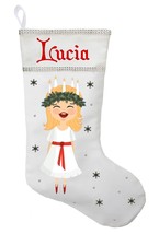Santa Lucia Christmas Stocking, Personalized Swedish Santa Lucia Stocking - £30.37 GBP