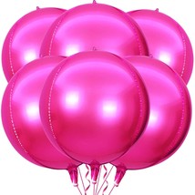6 Pack Hot Pink 22 Inch 4D Foil Balloons Big 360 Degree Round Sephere Mylar Ball - £13.36 GBP