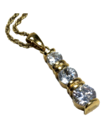 Premier Designs &quot;Time Out&quot; Triple Crystal Pendant Necklace Gold Tone 18&quot; - £12.75 GBP