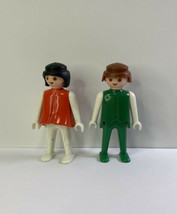 Lot 2 1974 Geobra Playmobil Figure Green Shirt Brown Hair / Red Shirt Bl... - £7.82 GBP