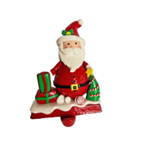 Christmas Shoppe Clay Dough Red Santa Stocking Holder VTG - £14.02 GBP