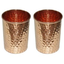 2 Hammered Glass Pure copper  Healing Ayurveda tableware accessories 9.5 cm - £66.36 GBP