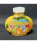 Vintage Chinese Reverse Painted Snuff Bottle Jade Stopper Scholars Immor... - $173.34