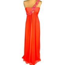 Xscape by Joanna Chen One Shoulder Floral Lace Melon Chiffon Column Gown... - £137.08 GBP