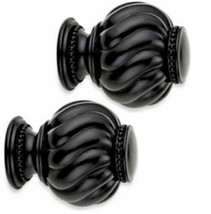 Twist Ball Finials Cambria Premier in Satin Black Set of 2  - £29.96 GBP