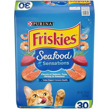 Friskies Seafood Sensations Salmon &amp; Tuna &amp; Shrimp Dry Cat Food, 30 lb Bag(D0102 - £47.57 GBP