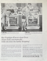 1966 Frigidaire Vintage Print Ad Her Electric Oven Cleans Itself While She Shops - $14.45