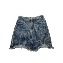 Carmar Mini Skirt 25 Womens Stone wash 100% Cotton Blue Raw Hem Boho Poc... - $22.07