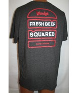 WENDY&#39;S Fresh Beef Squared EMPLOYEE Crew T-SHIRT L Fast Food DAVE&#39;S DOUBLE - $26.88 CAD