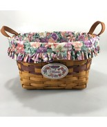 Longaberger Petunia Basket Pendant Floral Cotton Liner Plastic Protector... - £34.47 GBP