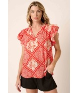 Mittoshop Full Size Printed Butterfly Sleeve Blouse - £24.89 GBP