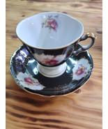 Vintage Tea Cup And Saucer Red Roses Gold Trim Unbranded Collectible Tin... - $12.20