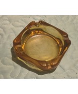 Vintage Heavy Thick Amber Glass Square Ashtray Cigar / Cigarette 3 3/4 T... - $328.76 MXN